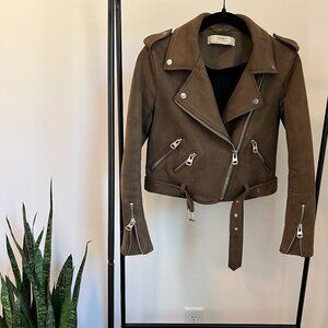 ZARA brown suede motorcycle jacket